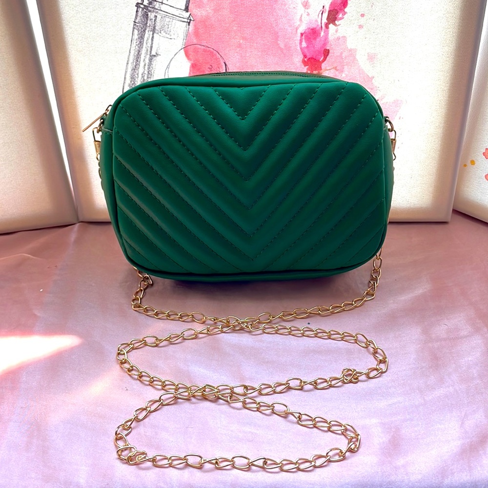SHEIN GREEN MINI STICH DECOR SQUARE BAG!!!